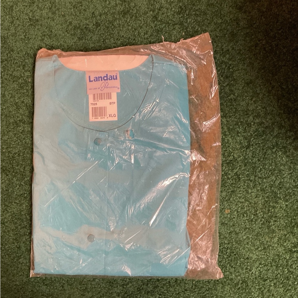 Landau Men's Teal Scrub Jacket XLG New in Plastic